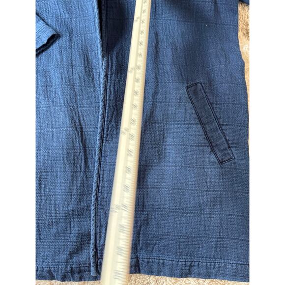 Eileen Fisher Navy Blue Cotton Jacket Long Blazer Size M Lightweight Coat M - Picture 9 of 10